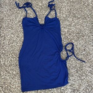 Blue Ruched Mini Dress
